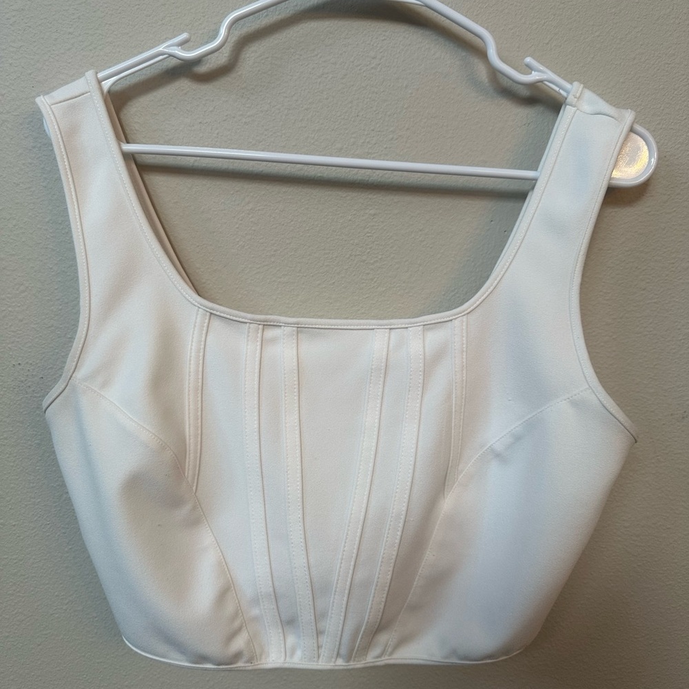 Happily Grey Sleeveless Crop Top, Size Large